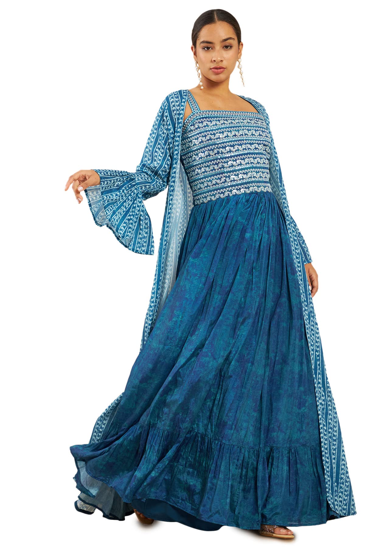 Soch Women Blue Chiffon Gown