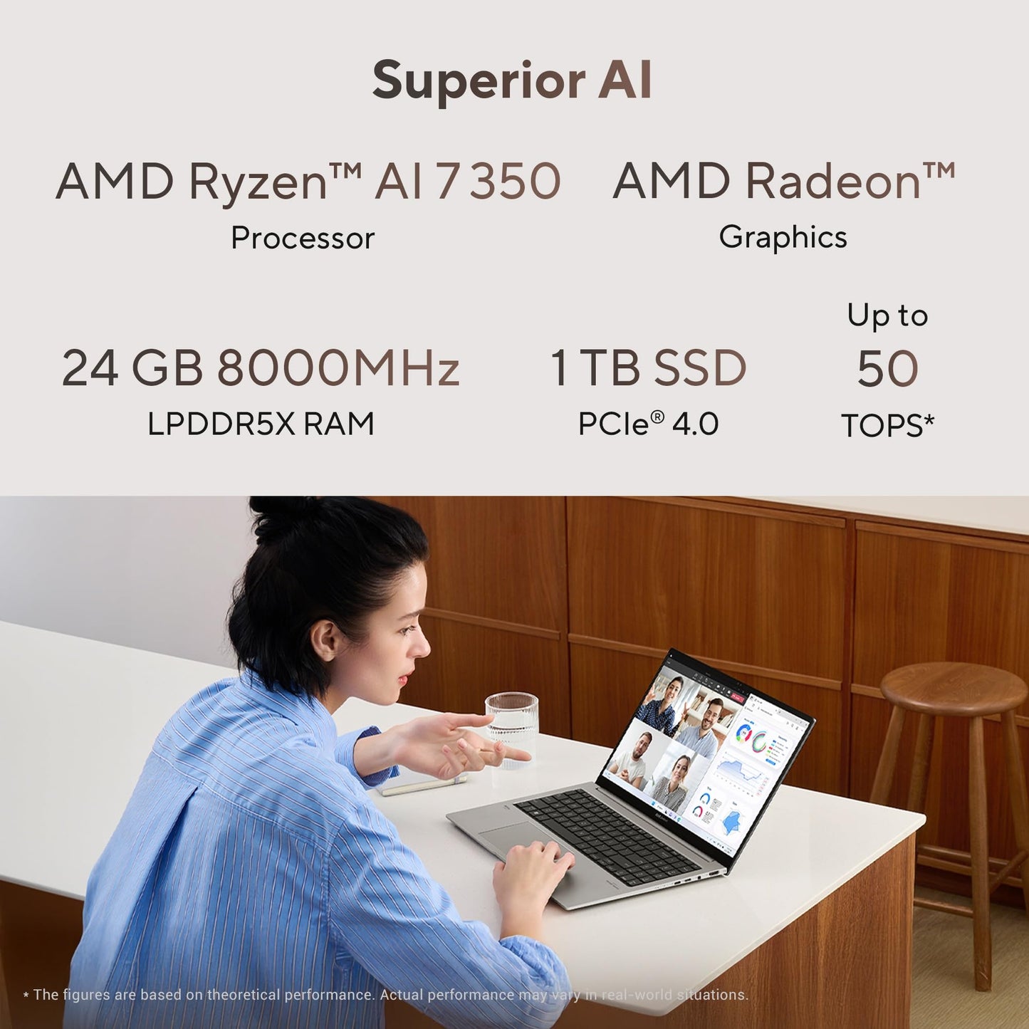ASUS Zenbook S16, AMD Ryzen AI 7 Octa Core 350, 24GB,1TB,16" Touch Screen, 3K OLED, Windows 11,M365 Basic(1Yr)*,Office24,Scandinavian White,1.5 Kg,UM5606KA-RJ108WS,Next-Gen AI Laptop,Copilot+