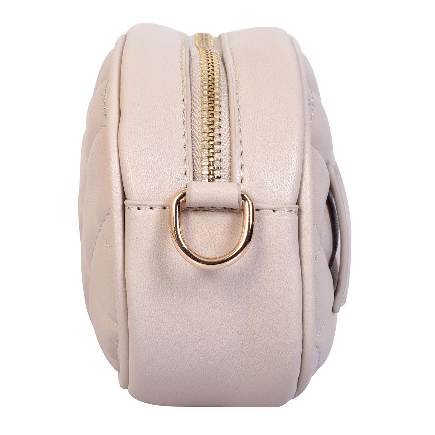 Lino Perros Womens Gold Synthetic Leather Sling Bag (OFFWHITE)