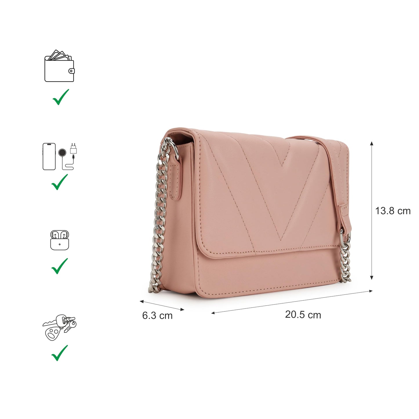 Fastrack Quilted Brunch Sling Bag for Women, Girls and Ladies | Ladies Purse Handbag | Made of Faux Leather