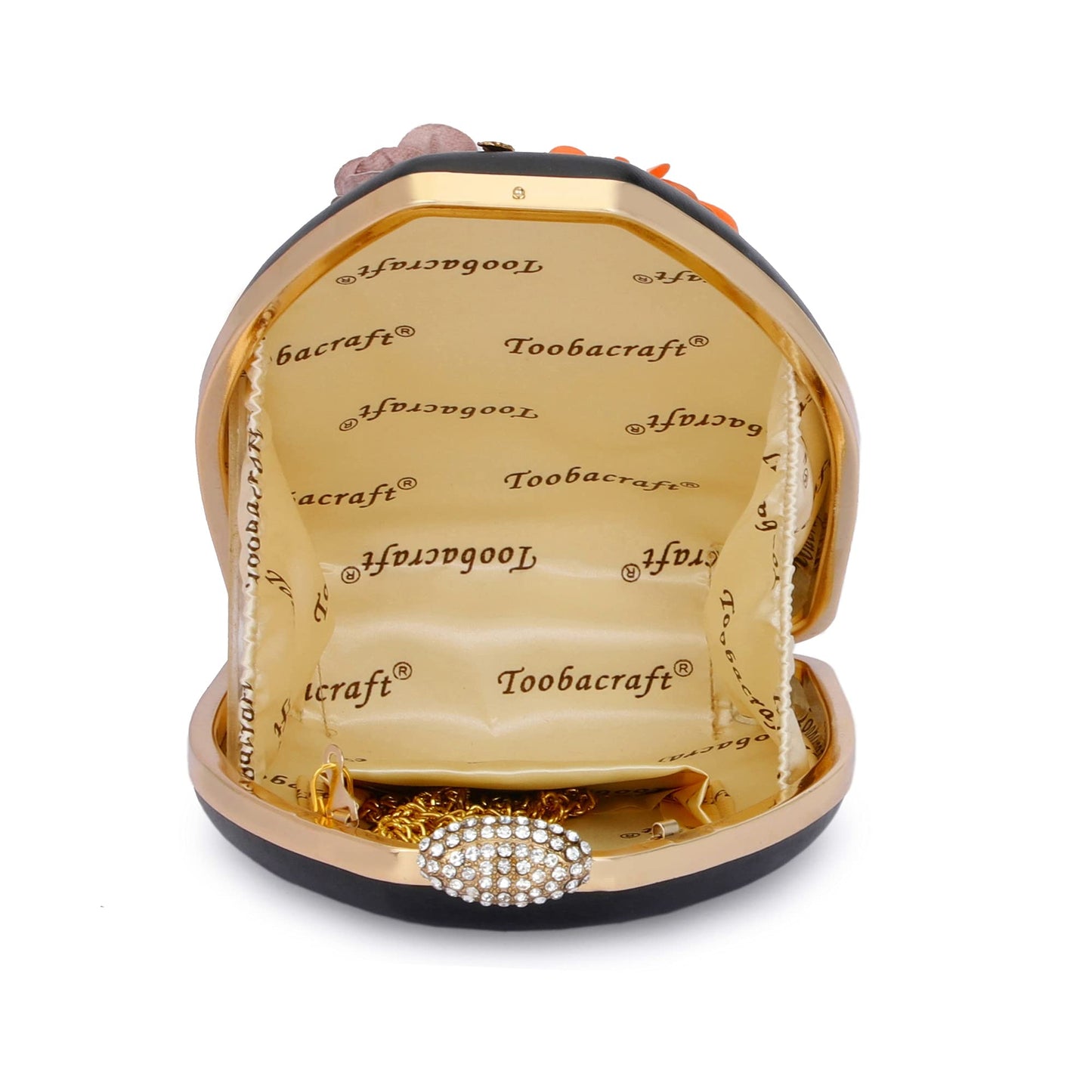 TOOBA Handicraft Beautiful Flower Box Clutch Bag Purse for Bridal, Casual, Wedding Bag for Women & Girls (Black)