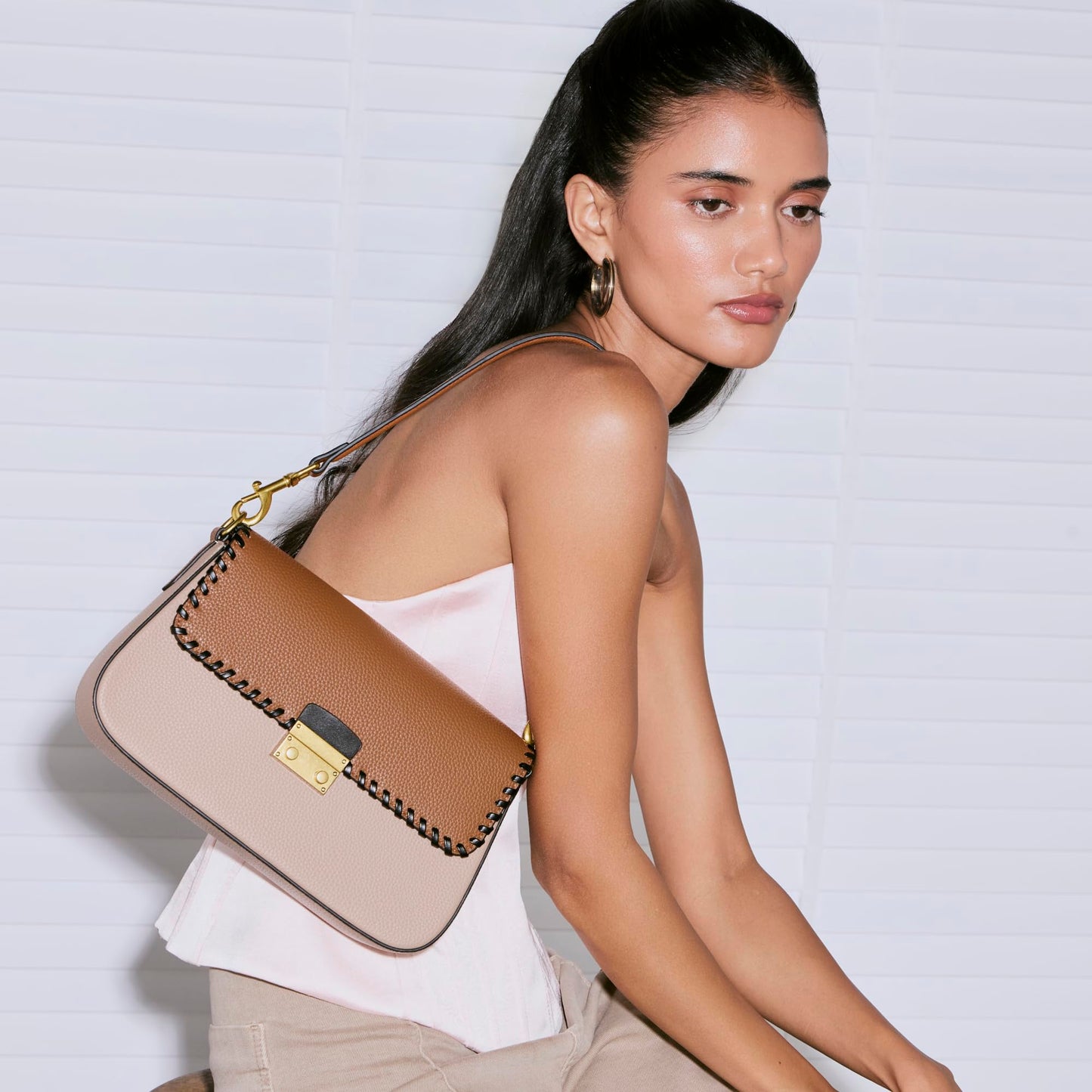 Miraggio Sarah Shoulder Bag For Women | Stylish Shoulder Bag For Party | Structured Shoulder Handbag | Gift For Women (Brown)