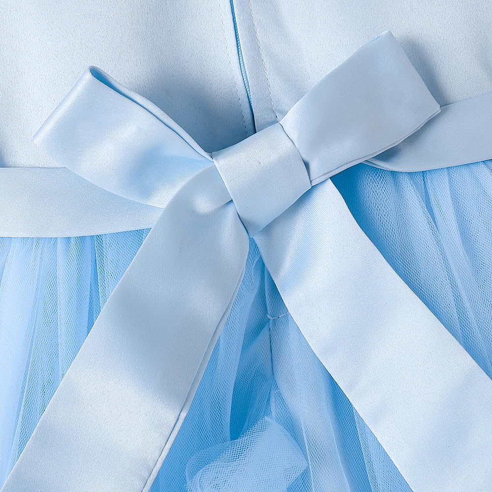 Hopscotch Girls Blue Short Sleeves Ruffled Party Dress