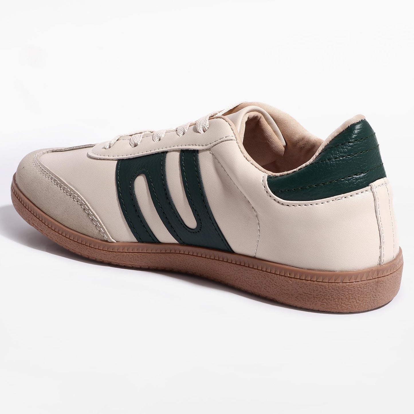 TRASE Casual Sneaker Shoes for Women | Soft Cushioned Insole | Sneakers for Woman | Lightweight | Comfortable | Stylish, Trendy Girls and Women Sneakers with Laces (Green-Cream, 4 UK)