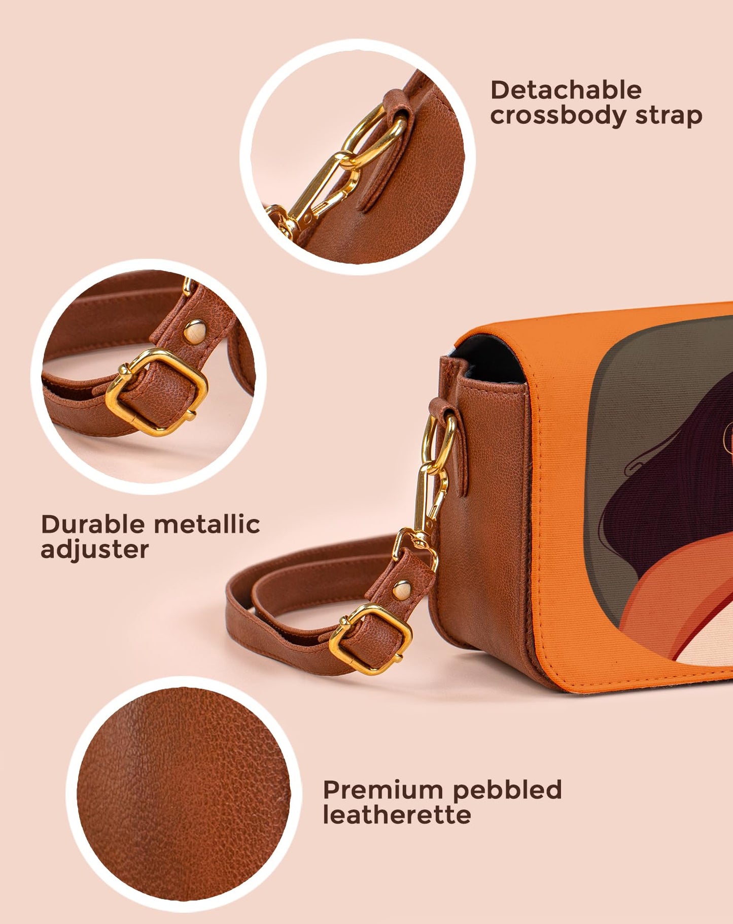 Kalankit Shoulder Bag for Woman | Vegan Leather Sling Bags for Women | Compact Crossbody Purse, Stylish Side Sling Bag & Valentine Gift for Girlfriend