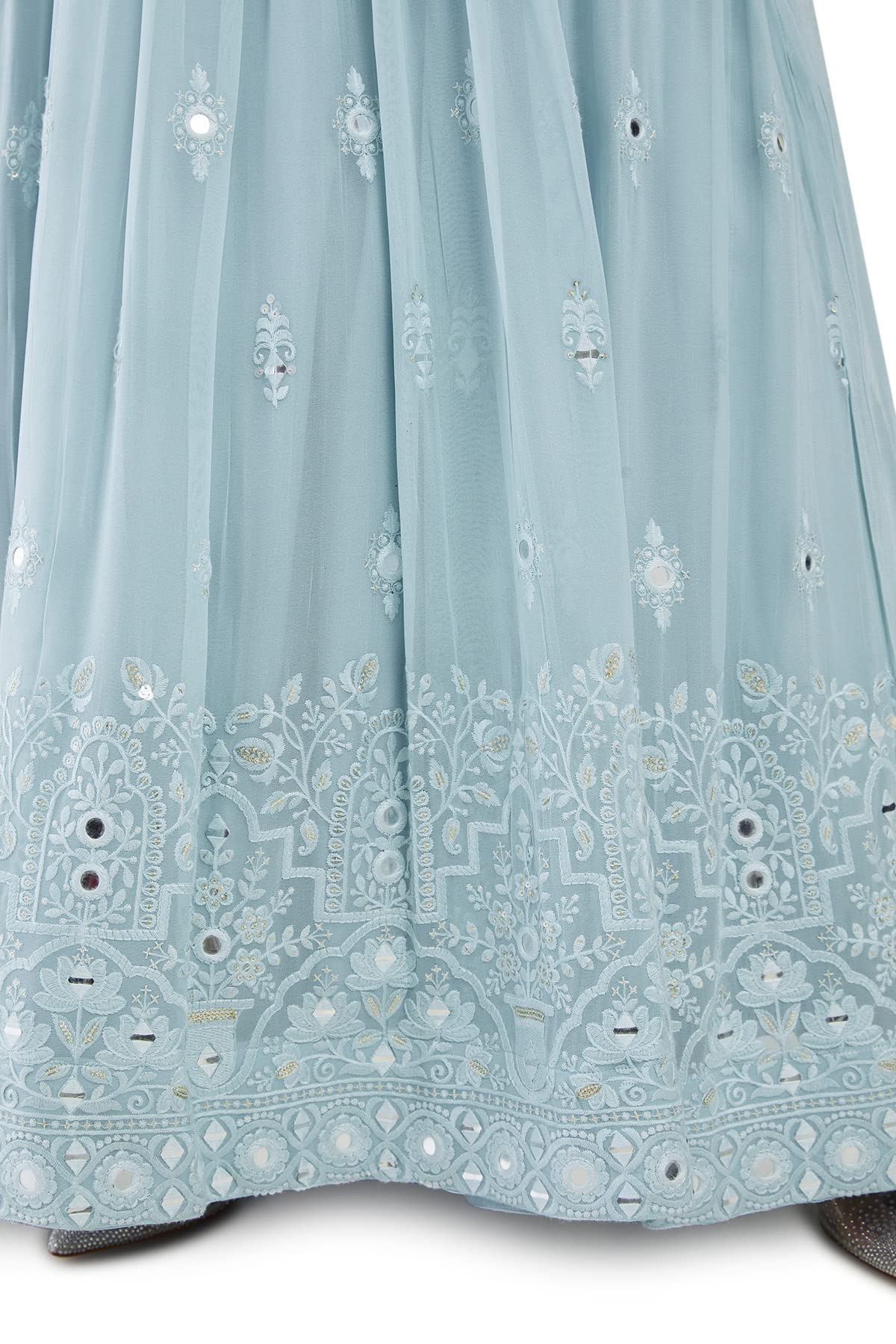 Soch Womens Powder Blue Georgette Gown with Embroidered Gowns and Embellishments - S