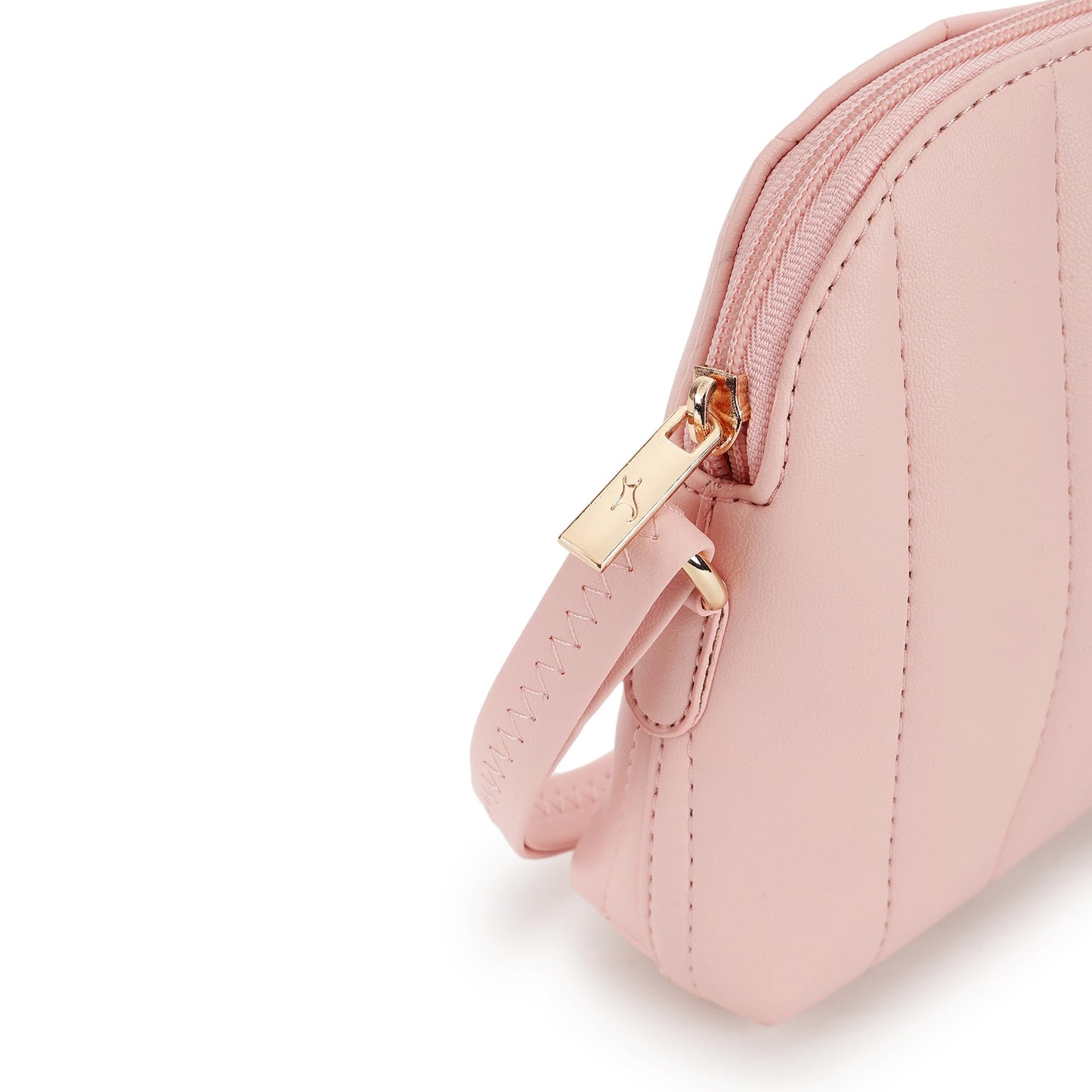 Fastrack Quilted Powder Pink Sling Bag For Women, Girls and Ladies with Top Zipper