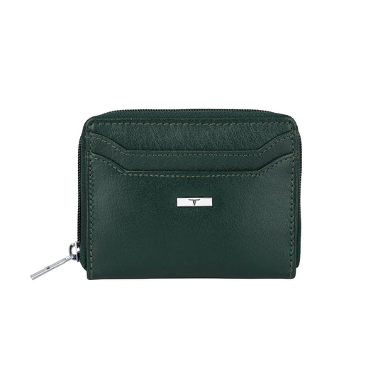 URBAN FOREST Claire Aniline Green Leather Wallet for Women