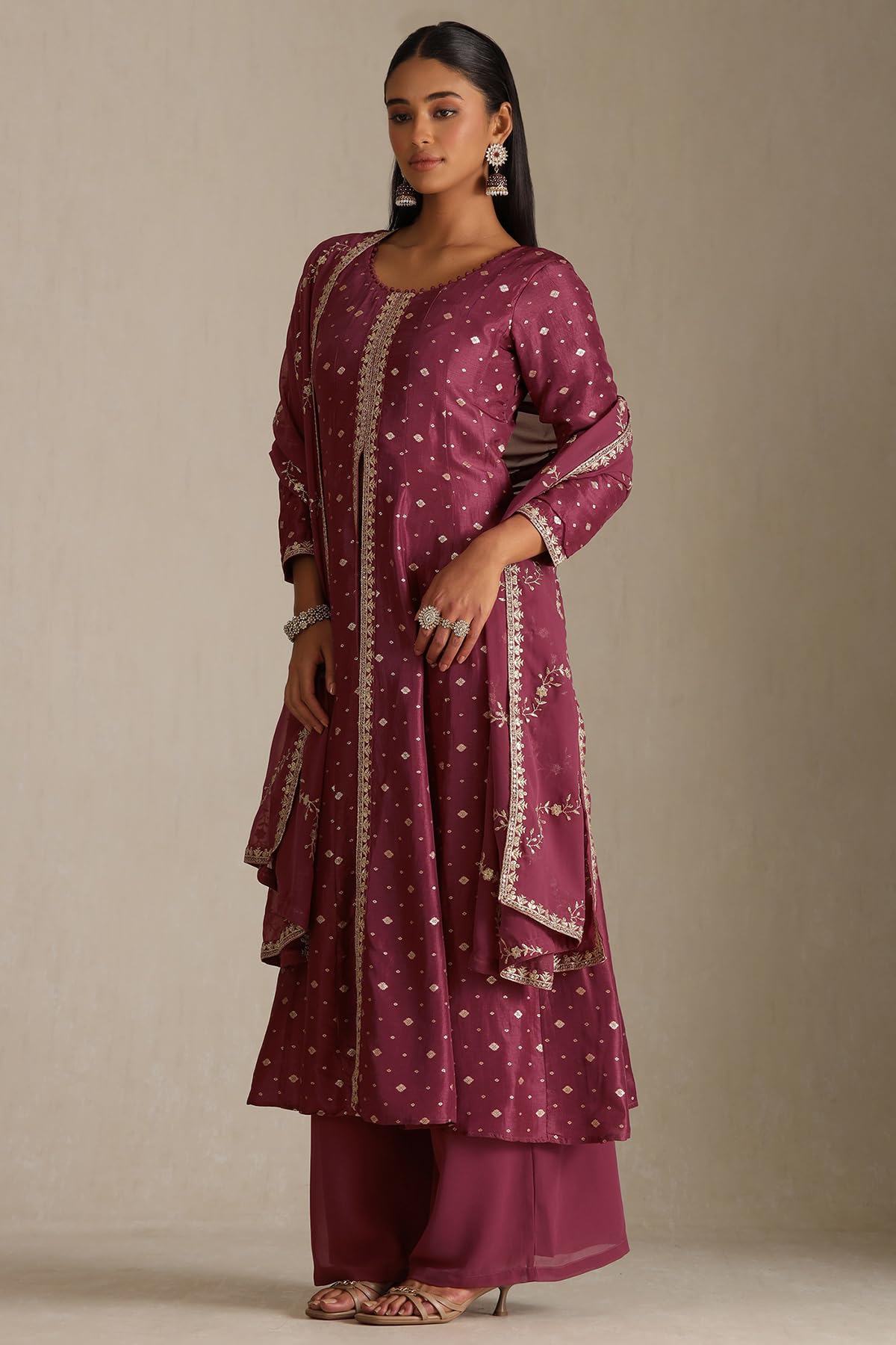 Soch Womens Dola Silk Zari Woven Suit Set With Zari