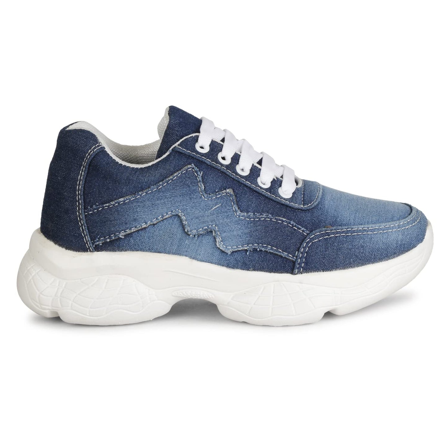 KRAFTER Girls Casual Chunky Walking Shoes for Women Dark-Blue-Dark-Blue-9021-36