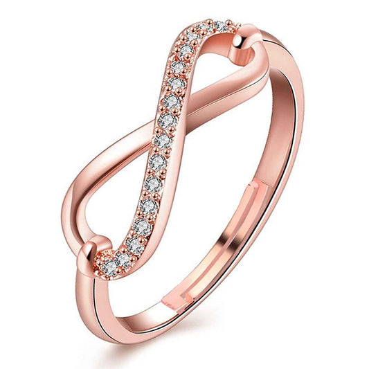 Om Jewells Rose Gold Plated Illuminating Adjustable Infinity Love Finger Ring For Girls And Women FR1000922