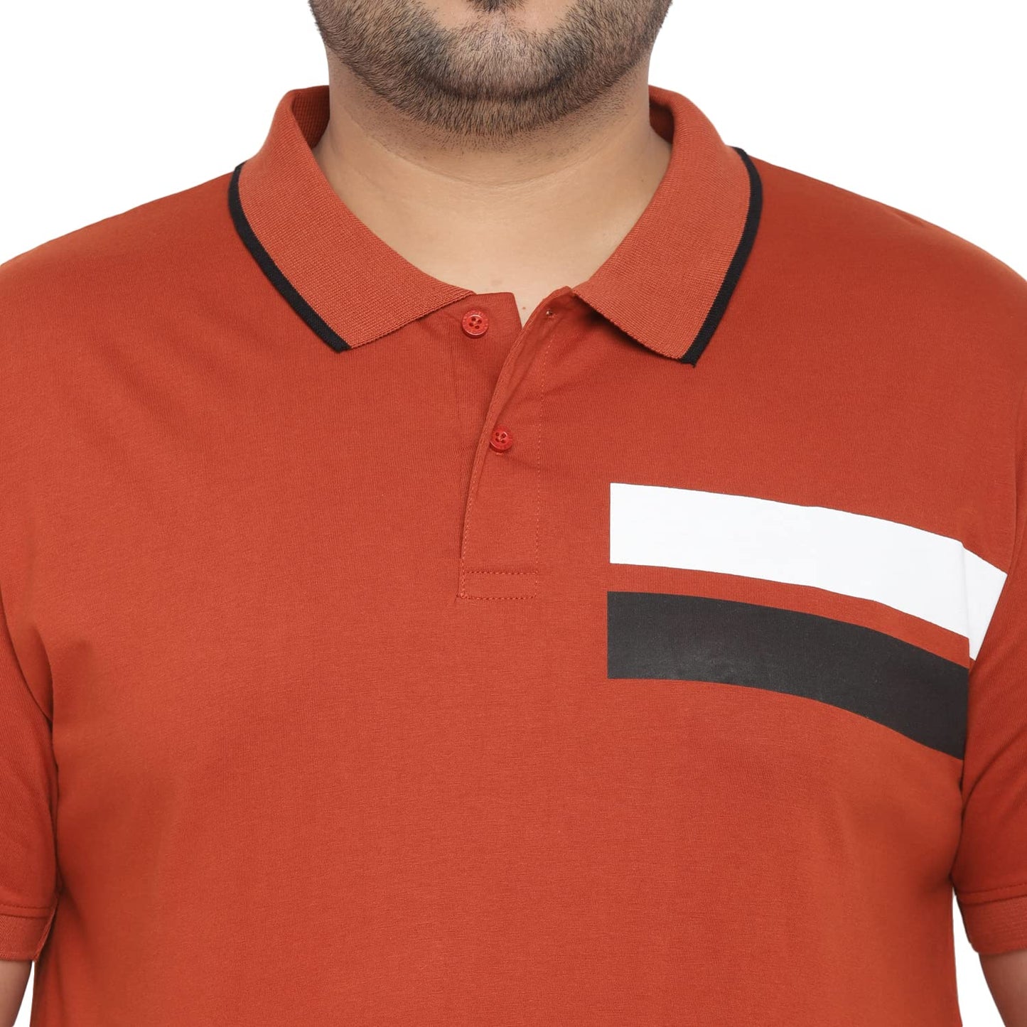 Urbano Plus Men's Orange Colour-Block Regular Fit Half Sleeve Cotton Polo T-Shirt (pluspolocbp-020-rust-4xl)