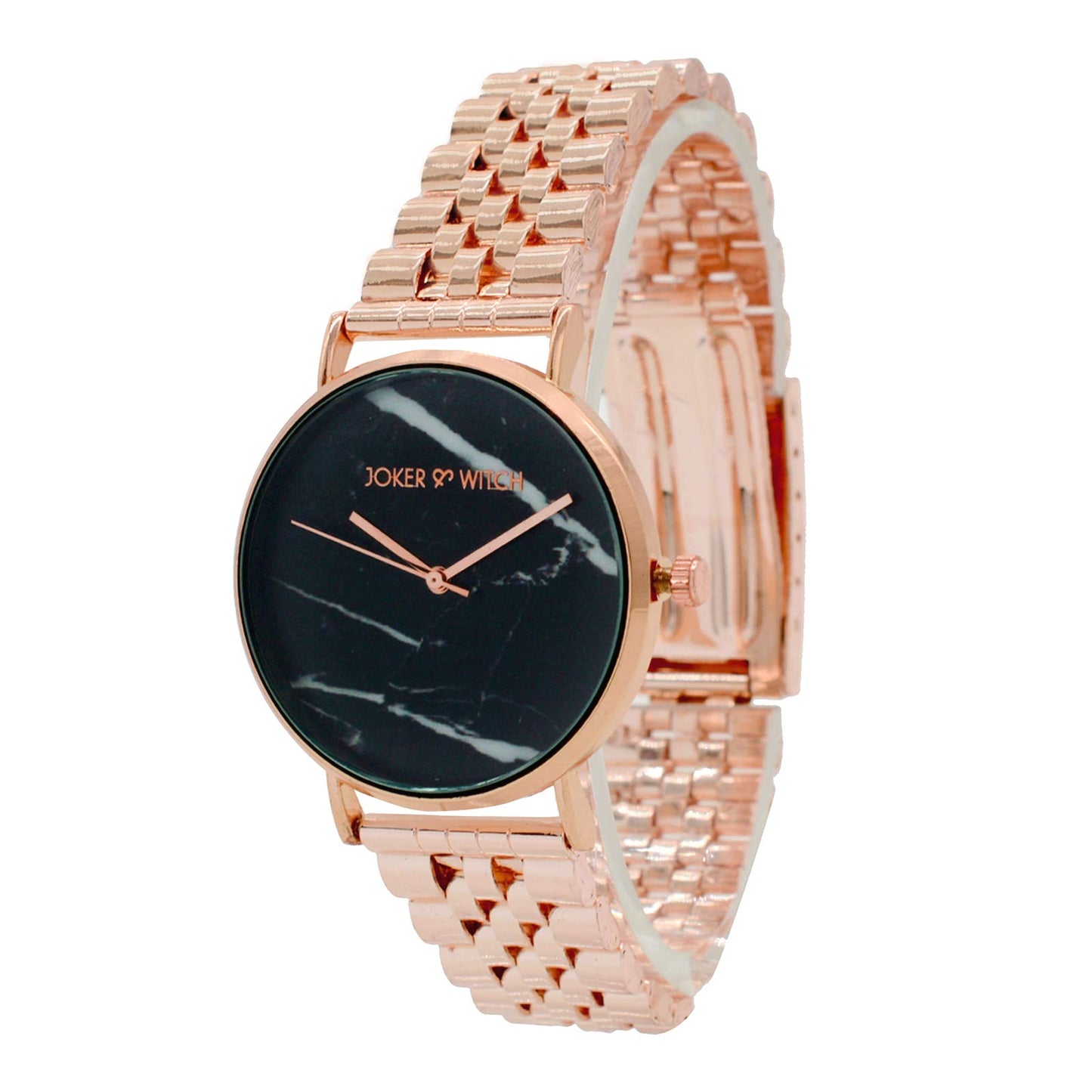 Joker & Witch Women April 34mm Black Dial 18mm Rose Gold Stainless Steel Watch