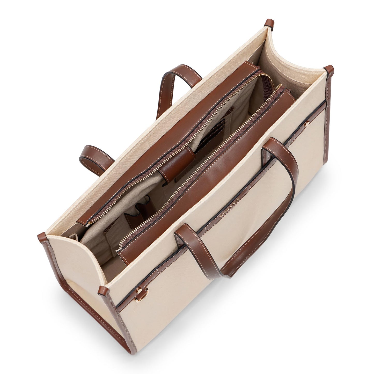 Miraggio Cruise Canvas Tote Bag For Women | Tote Bags for Women for Office Use | Fits Upto 16" Laptop | Ladies Shoulder Purse (Brown) (Brown)