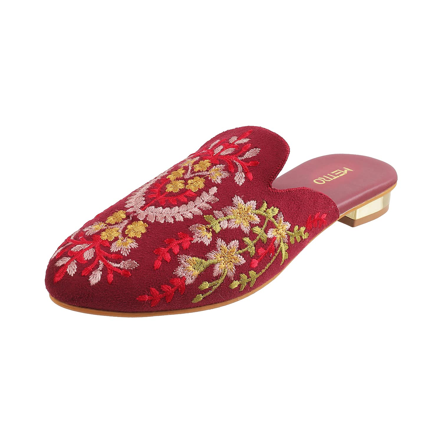 Metro Womens Beaded Maron Slip Ons (Size (3 UK (36 EU)) Maroon - SaumyasStore