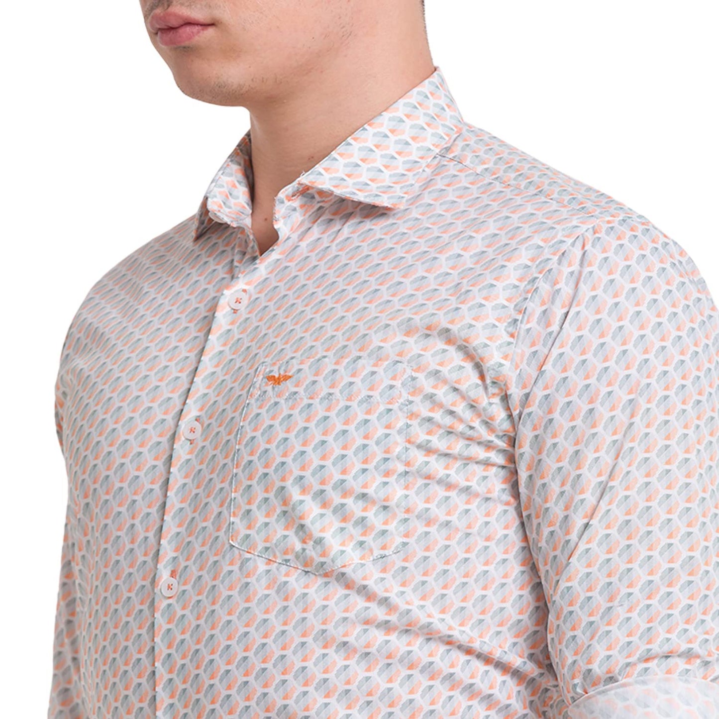 Park Avenue Men's Full Sleeve Slim Fit Medium Orange Casual Shirt