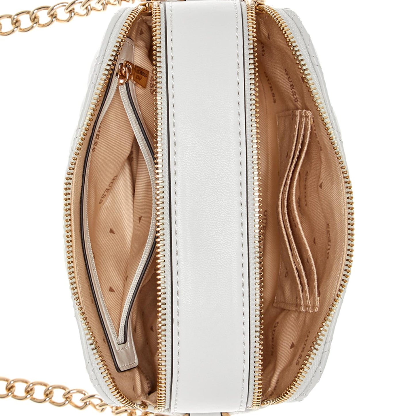 GUESS Women's White Textured Crossbody Camera Bag| Ladies Purse Handbags | Gift For Ladies