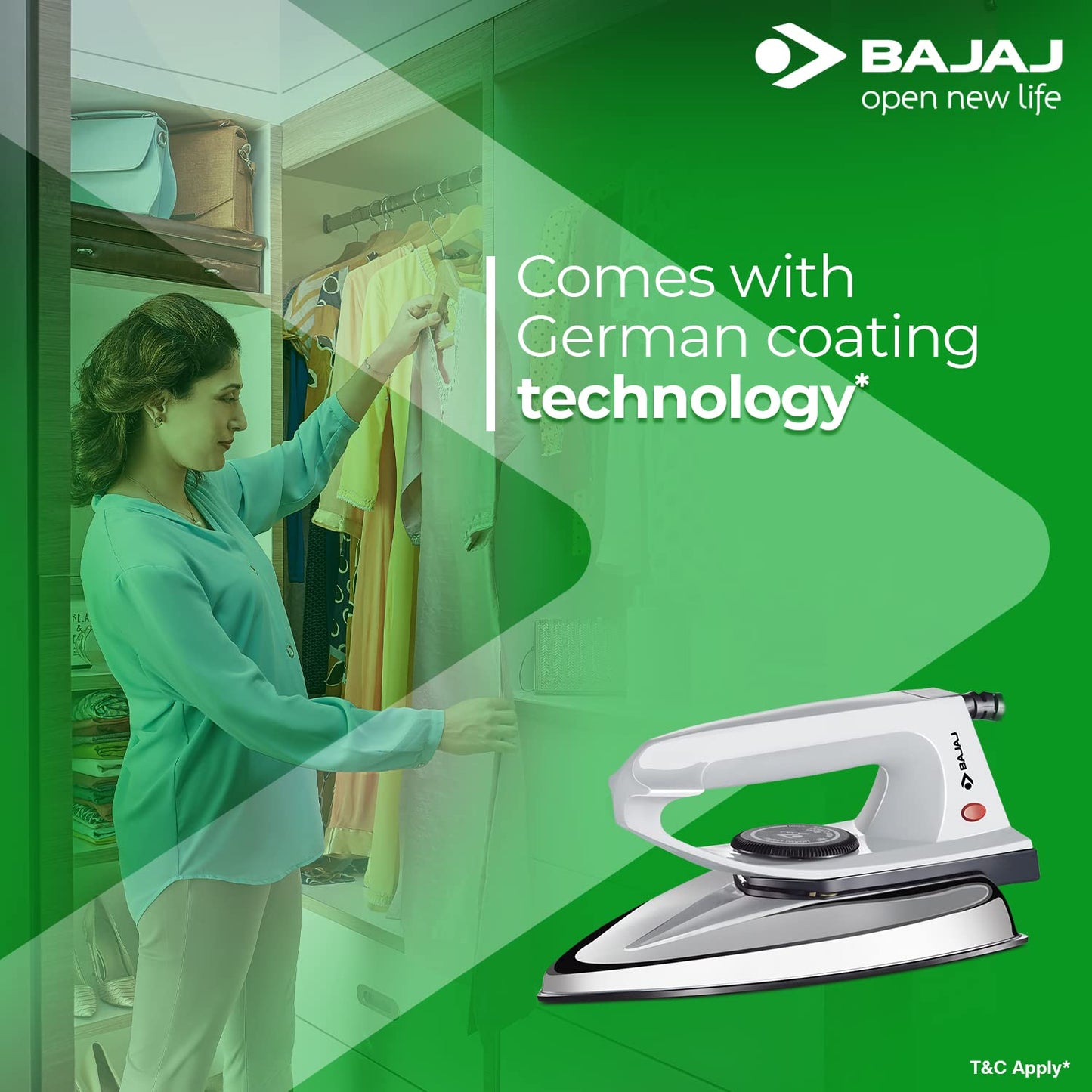 Bajaj DX 2 600-Watt Light Weight Dry Iron | Non-Stick Coated Soleplate | Anti-Bacterial Coating | 180 Degree Swivel Cord | Cool Touch Handle | 2-Yrs Warranty 【Grey】