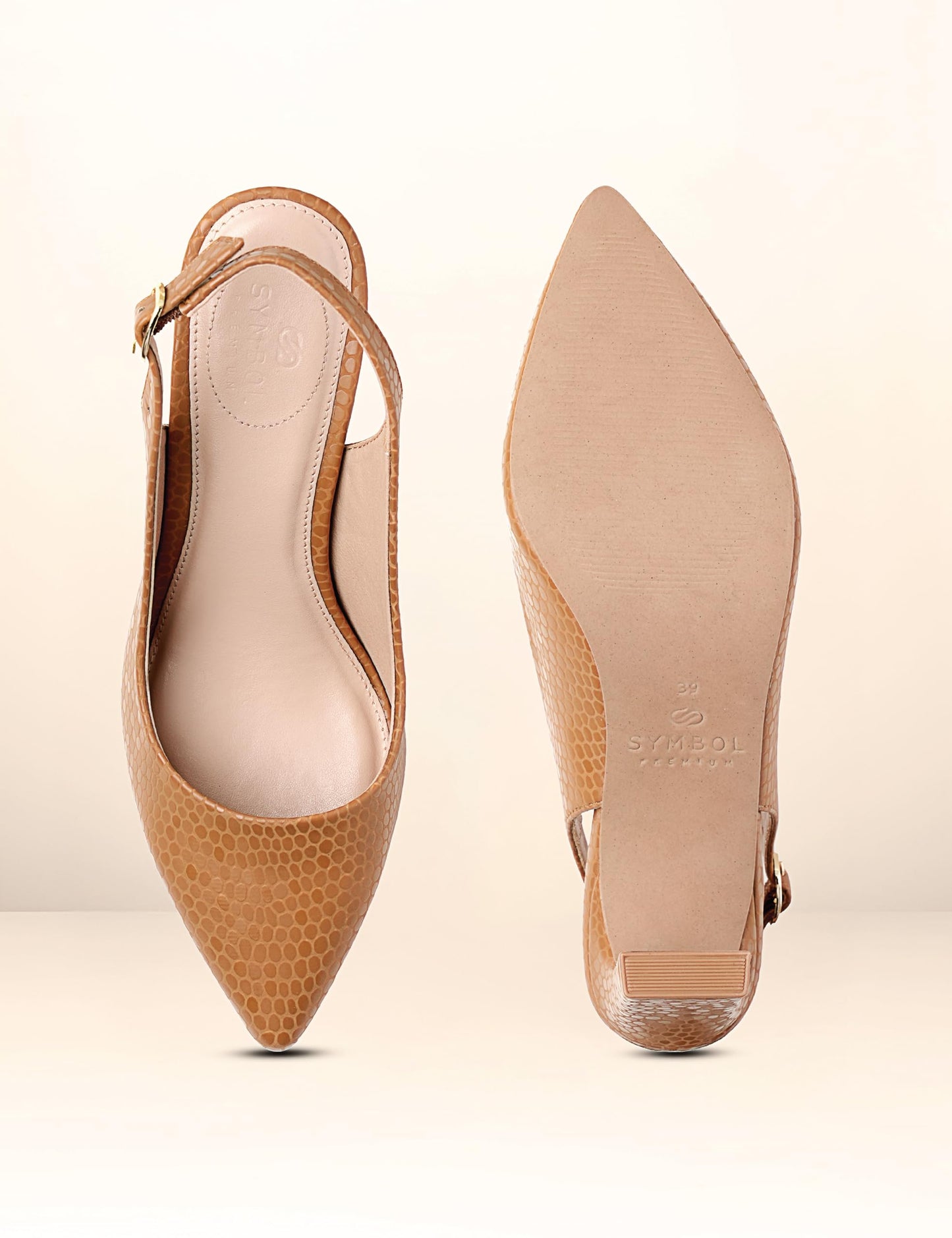 Symbol Premium Women's Slingback Tan Pumps_5 UK (AZ-SPW-FTW-PU04)