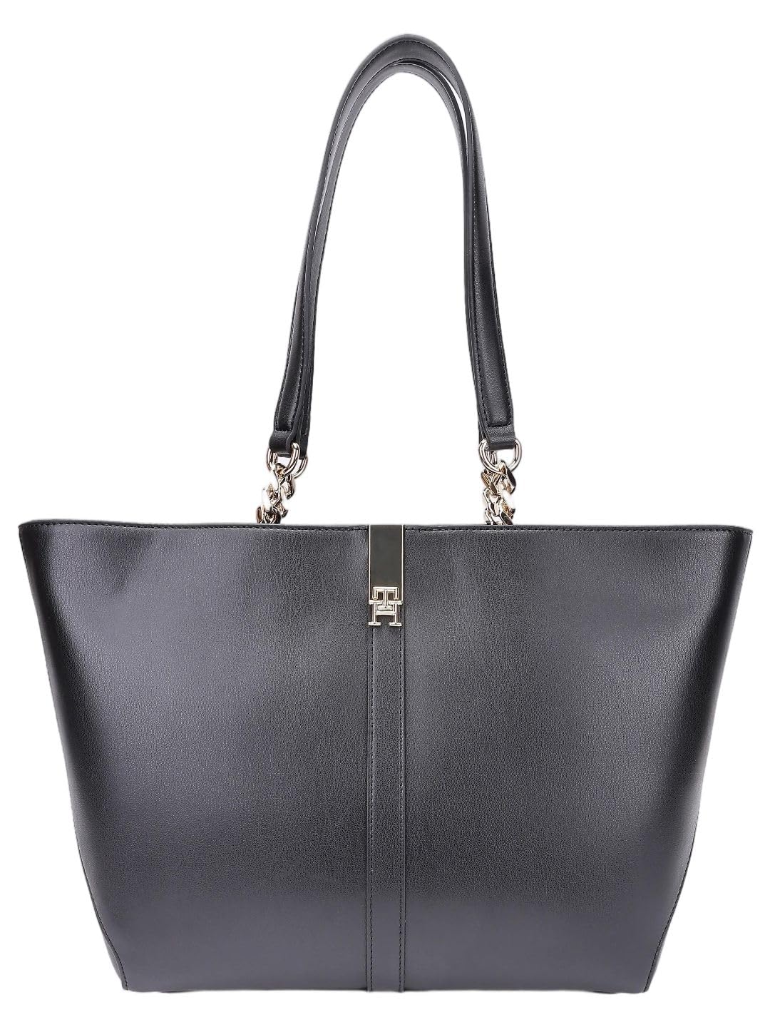 Tommy Hilfiger Solid Black Pu Tote Bag