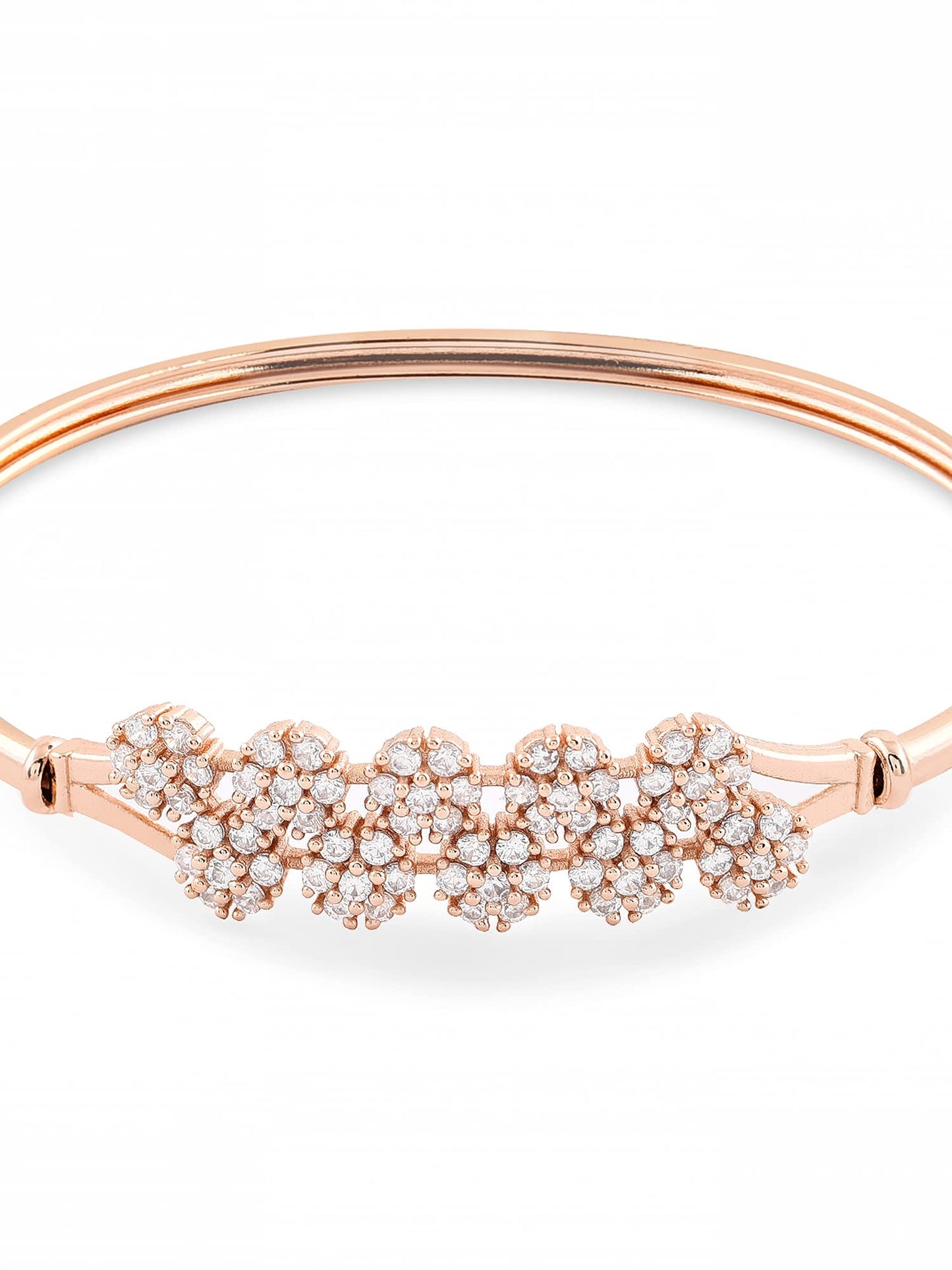 ZAVERI PEARLS Set of 2 Rose Gold Contemporary Cubic Zirconia Brass Kada Style Bracelet For Women-ZPFK11116