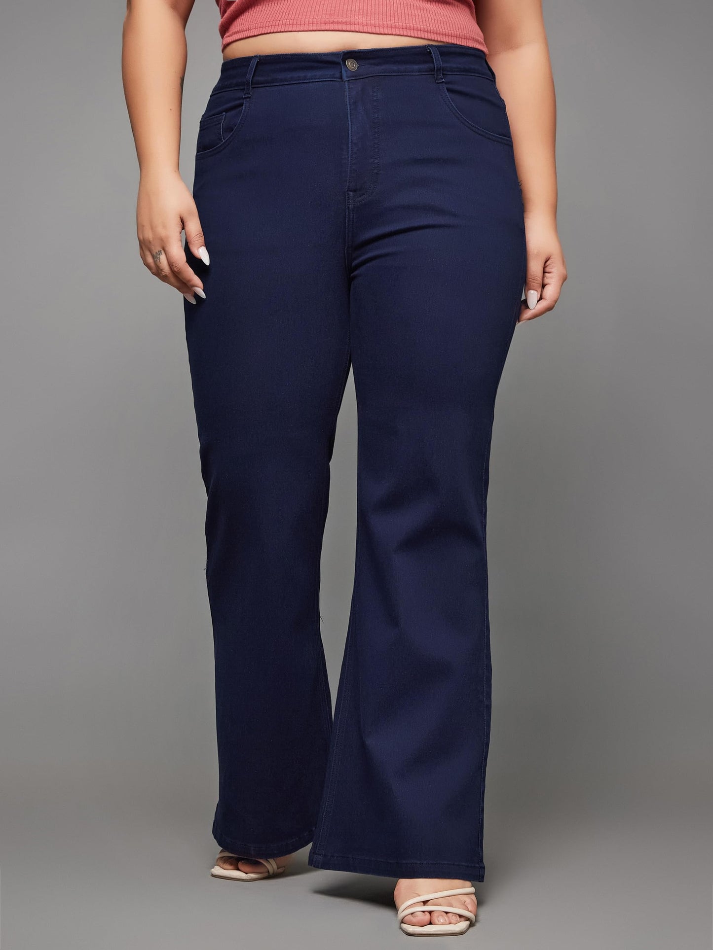Miss Chase A+ Women's Bootcut High Rise Regular Length Stretchable Denim Jeans (APAW24DEN79-36-71-44, Navy Blue, 44)