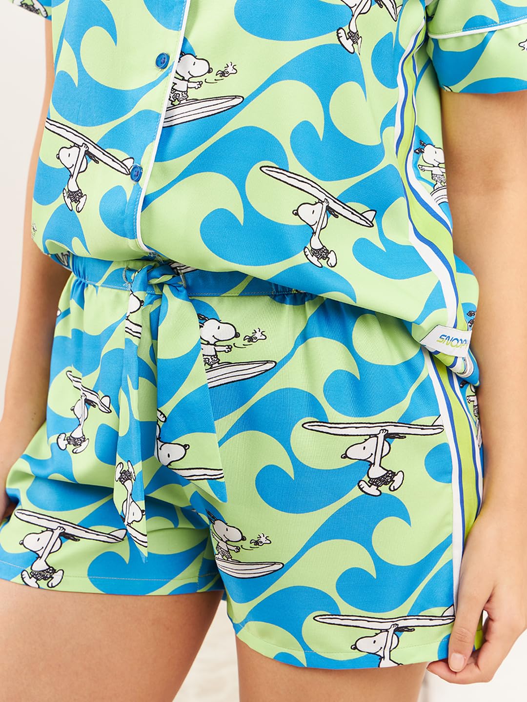 Sweet Dreams Women Snoopy Glide Shorts Set Green