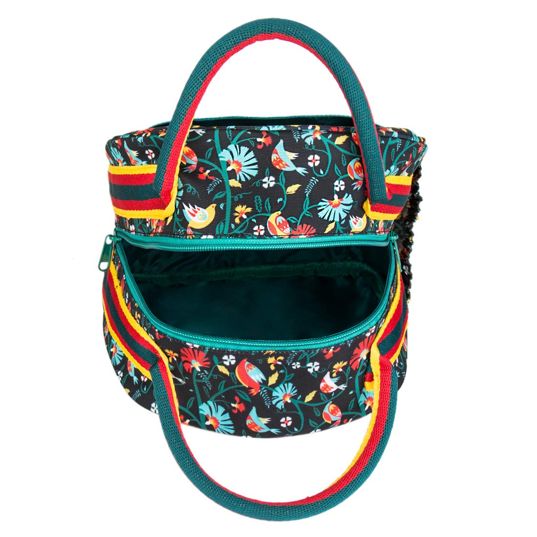 Chumbak Women’s Lunch Bag, Memories Over Calories Collection, Printed Canvas Tiffin Bag with Zipper, Quirky India Design, Stylish Office Lunch Bag, Travel Tote – Black