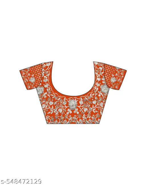 SATRANI Organza Orange Saree with Organza Blouse