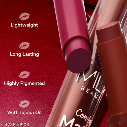 MILA BEAUTE Comfort Matte Lipstick | Highly Pigmented & Matte Finish Long lasting Lipstick  (Mauve Nude, 3.8 g)