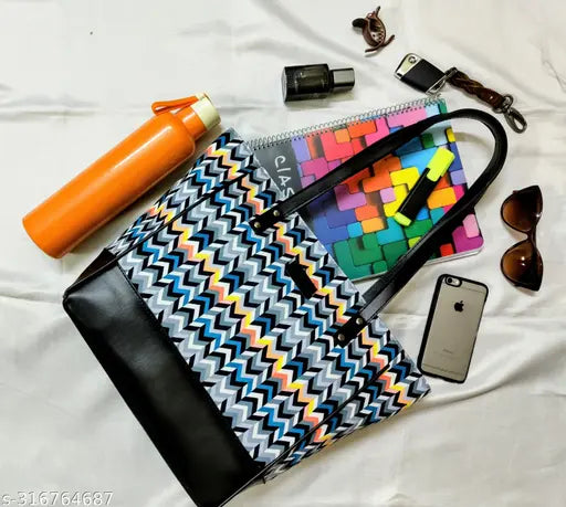 Laptop Handbag for Women - Stylish & Durable Tote Bag | Women Multicolor Handbag Graphic Print Canvas Handbag | Bag for Women