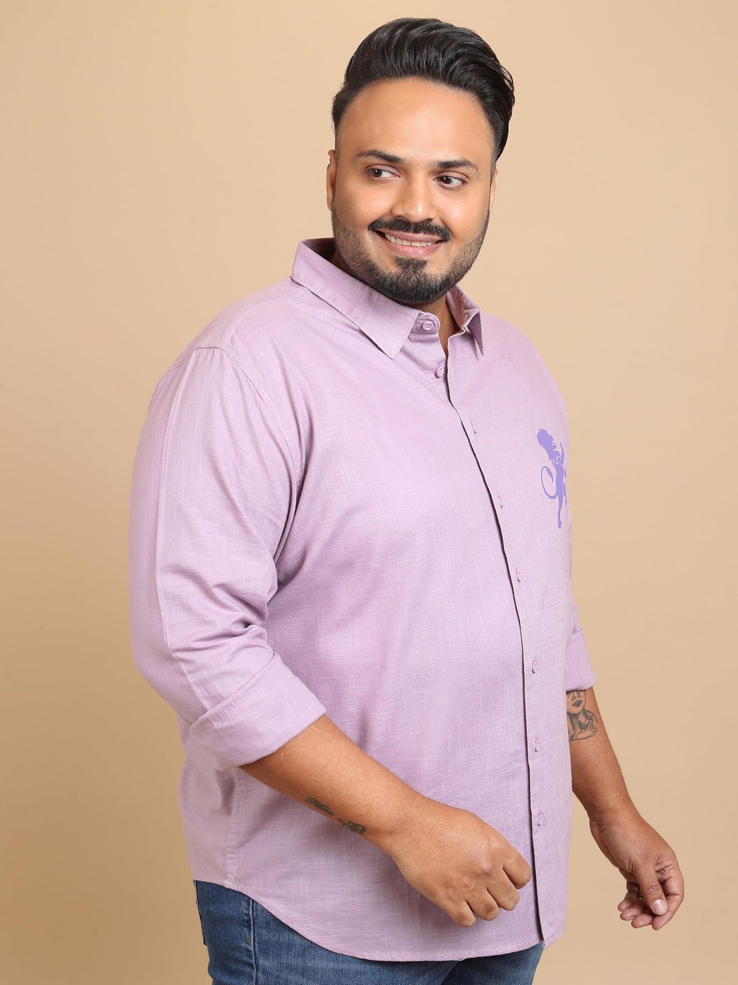 Highlander Men's Plus Size | Spread Collar | Long Sleeves | Pure Cotton | Casual Shirt Lavender