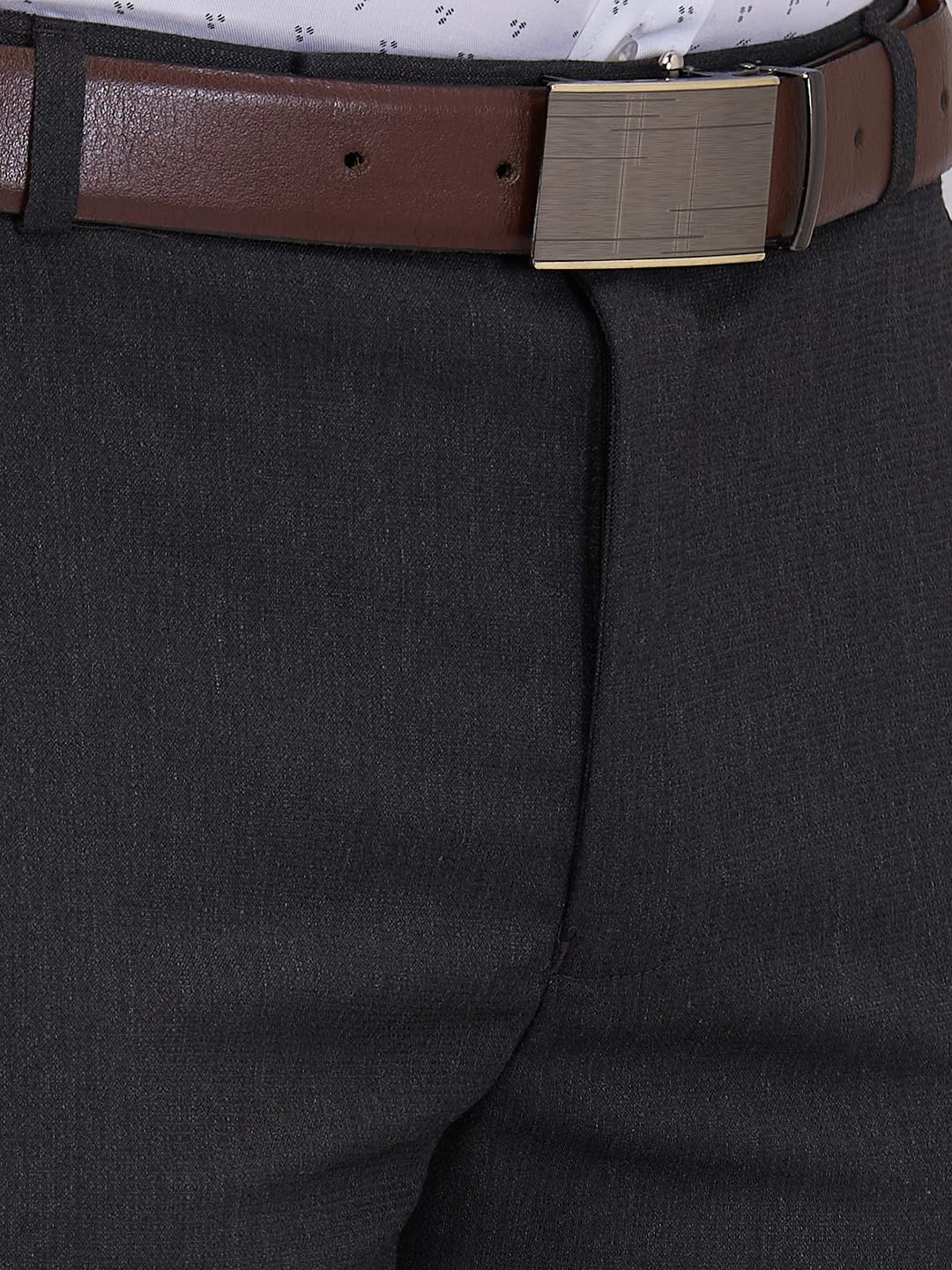 Raymond Men Slim Fit Structure Pattern Poly Viscose Blend Flat Front Formal Trouser (Size: 38)-RMTS05520-G7 Dark Grey