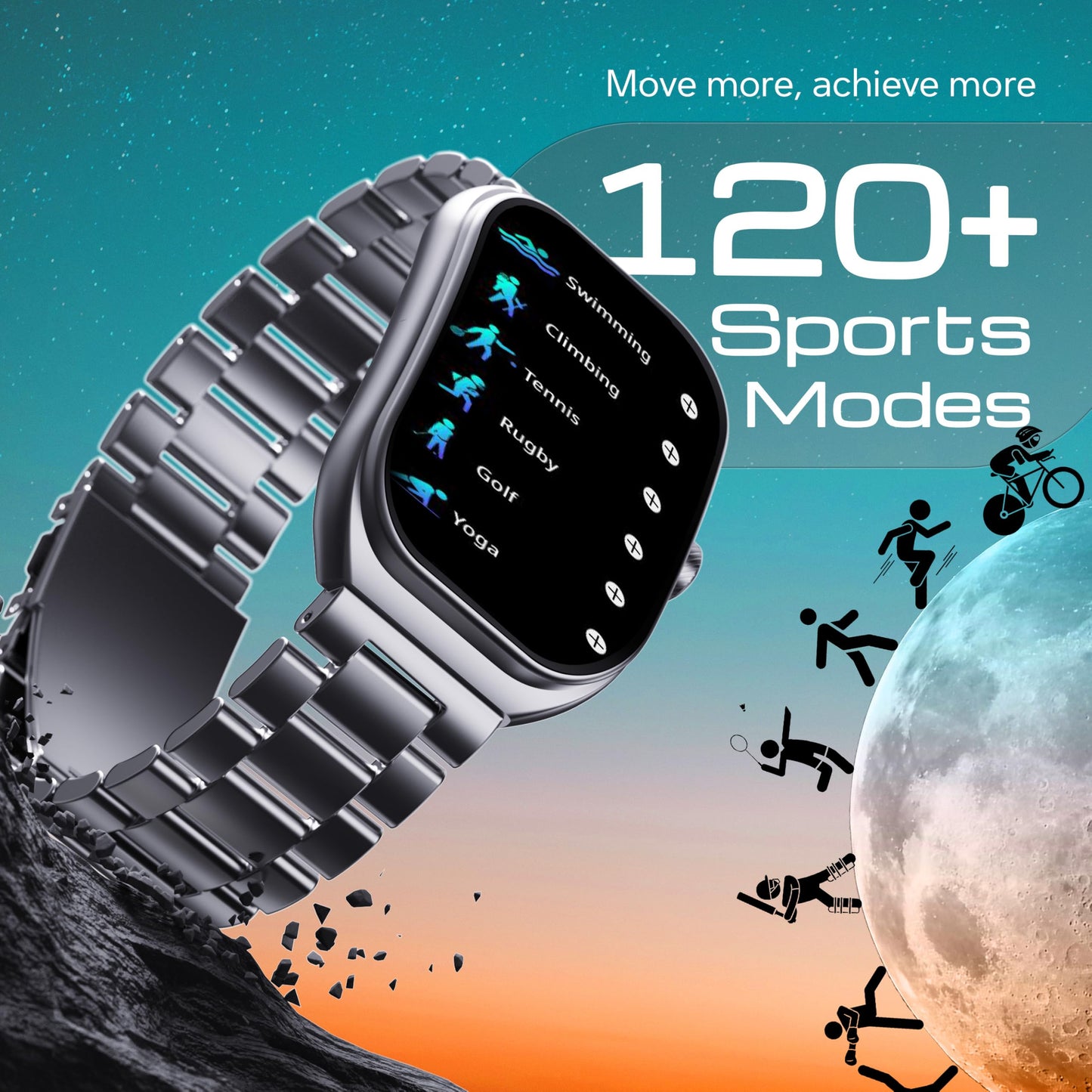 Boult Newly Launched Trail Pro Smartwatch 2.01'' 3D Curved Screen+AMOLED, BT Calling 5.3, 600 Nits Brightness, IP68, 250+ Watchfaces, 120+ Sports Modes, AI Voice Assistant, SpO2 Tracking (Chrome)