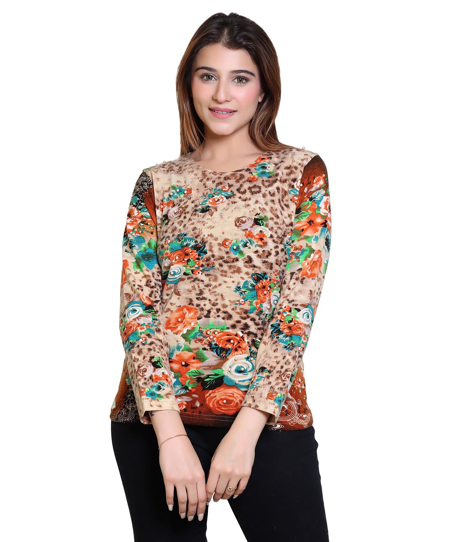 Grand Line Women's Woolen Winter Wear Warm Pull on Full Sleeve Round Neck Top for Women | Size: Suitable for L and XL |Brown | GL0039Brown_1
