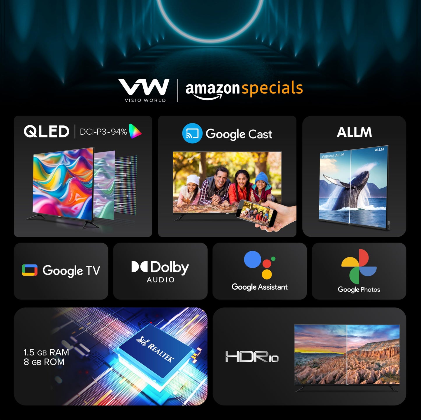 VW 80 cm (32 inches) Pro Series HD Ready Smart QLED Google TV VW32GQ1 (Black)