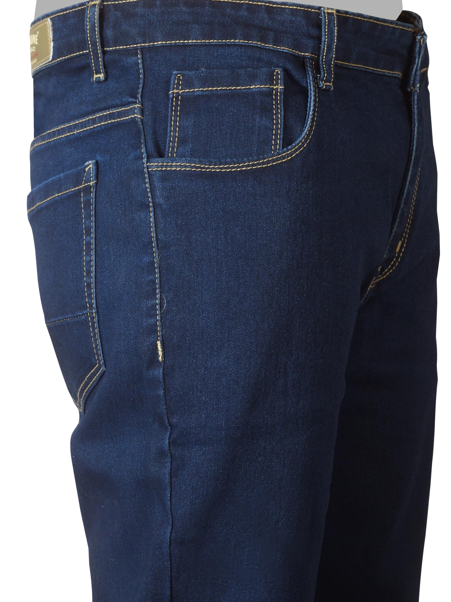RIG BONE Plus Size Men's Stretchable Heavy Fade Jeans Relaxed Fit High Rise Solid Denim Pants Sizes 36 to 48 (in, Numeric, 48, Plus, Dark Blue)