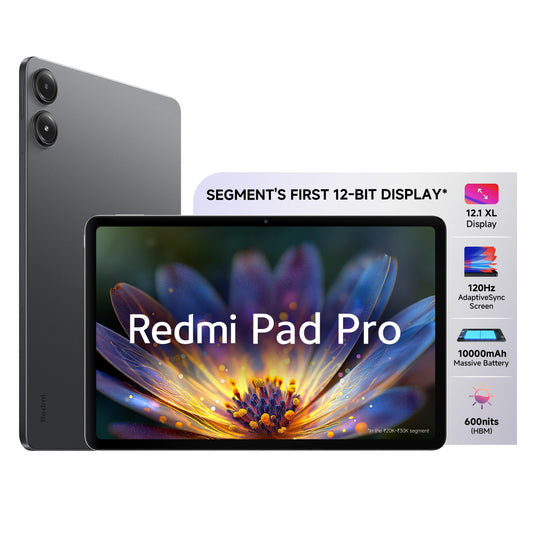Redmi Pad Pro| Snapdragon 7s Gen 2| 30.7cm(12.1) Tablet| 33+ Days Standby|10000mAh| HyperOS| 120Hz|6GB, 128GB| Quad Speakers|Wi-Fi 6| Graphite Grey
