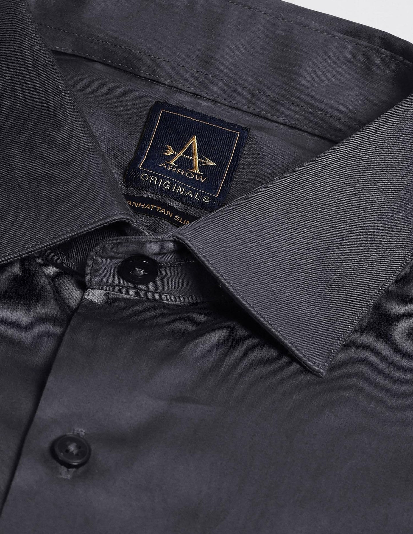 Arrow Men's Grey Solid - Cutaway Collar Full Sleeves Formal Shirt with Chest Pocket | Cotton Fabric | Slim Fit