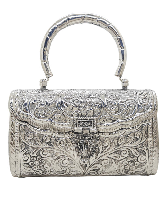 Trend Overseas Women's Silver Handle metal Clutch Hand Cluth (Bohemian)