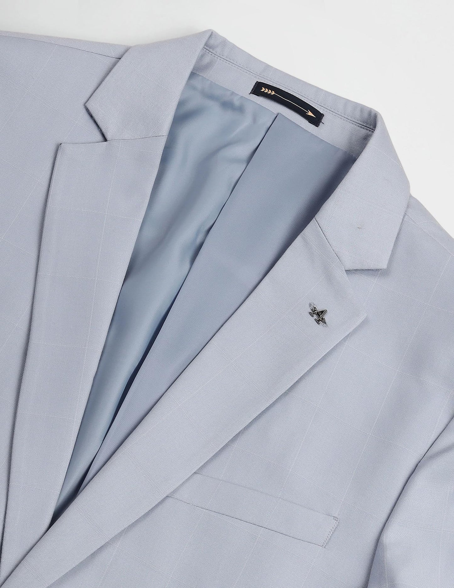 Arrow Graph Check Three Piece Suit Light Blue