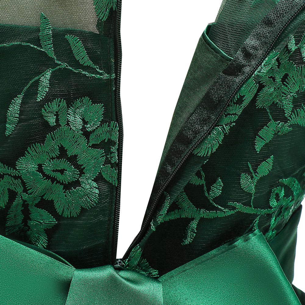 Hopscotch Girls Floor Length Gowns In Green Color For Ages (9-10 Years)