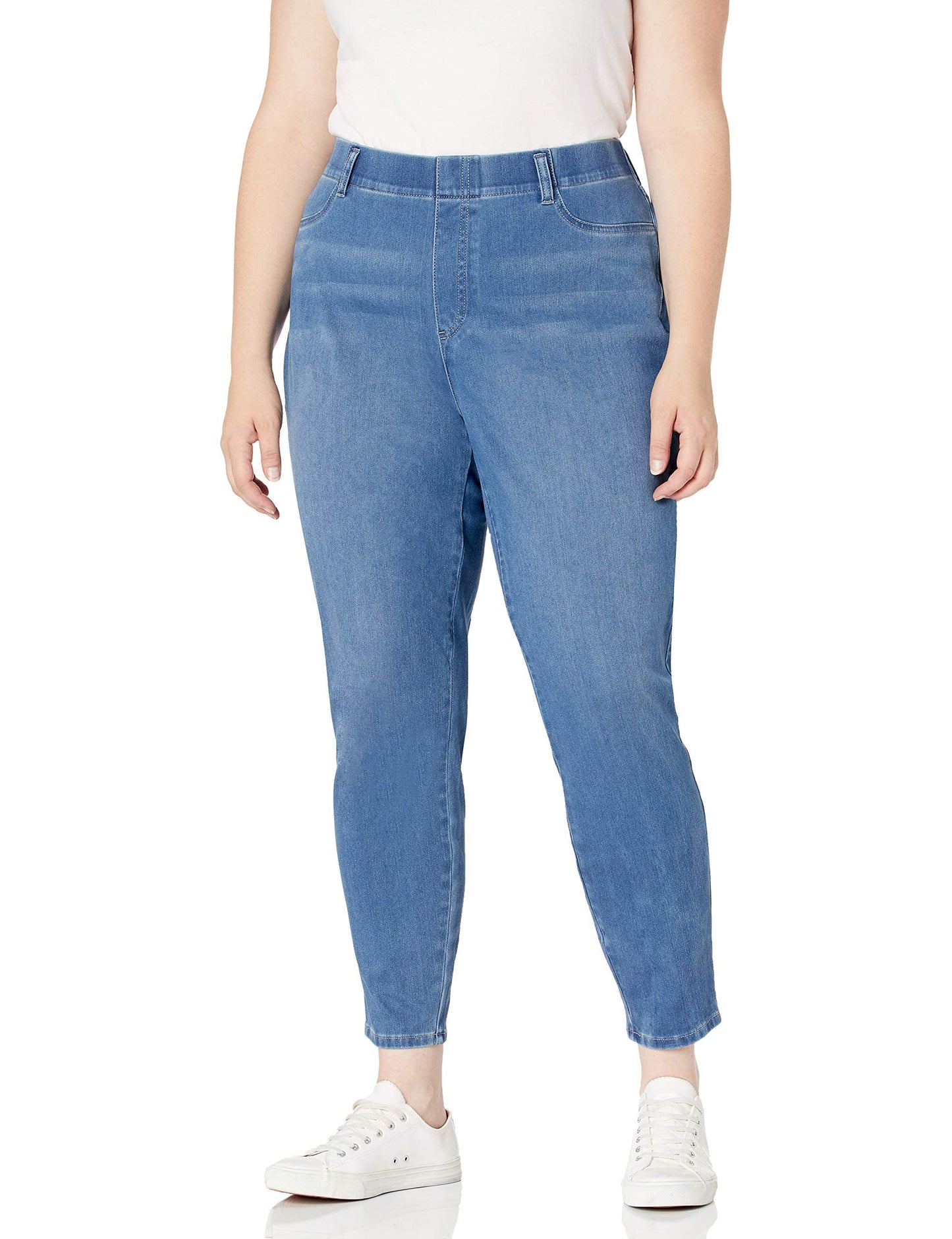 Amazon Essentials Women's Pull-On Knit Jegging (Available in Plus Size), Light Wash, Large