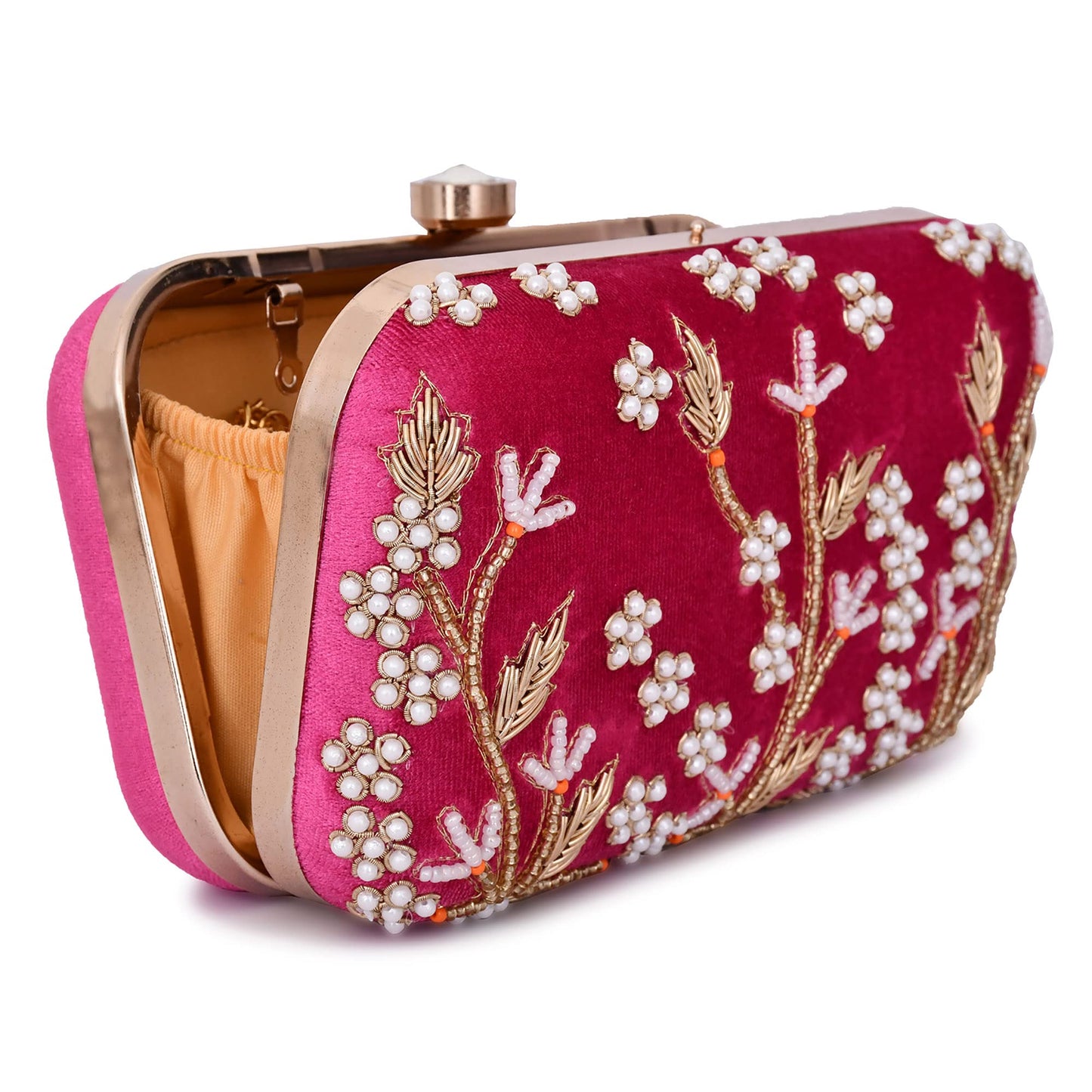 For The Beautiful You Dark Pink Embroidered Women's Clutch (619)
