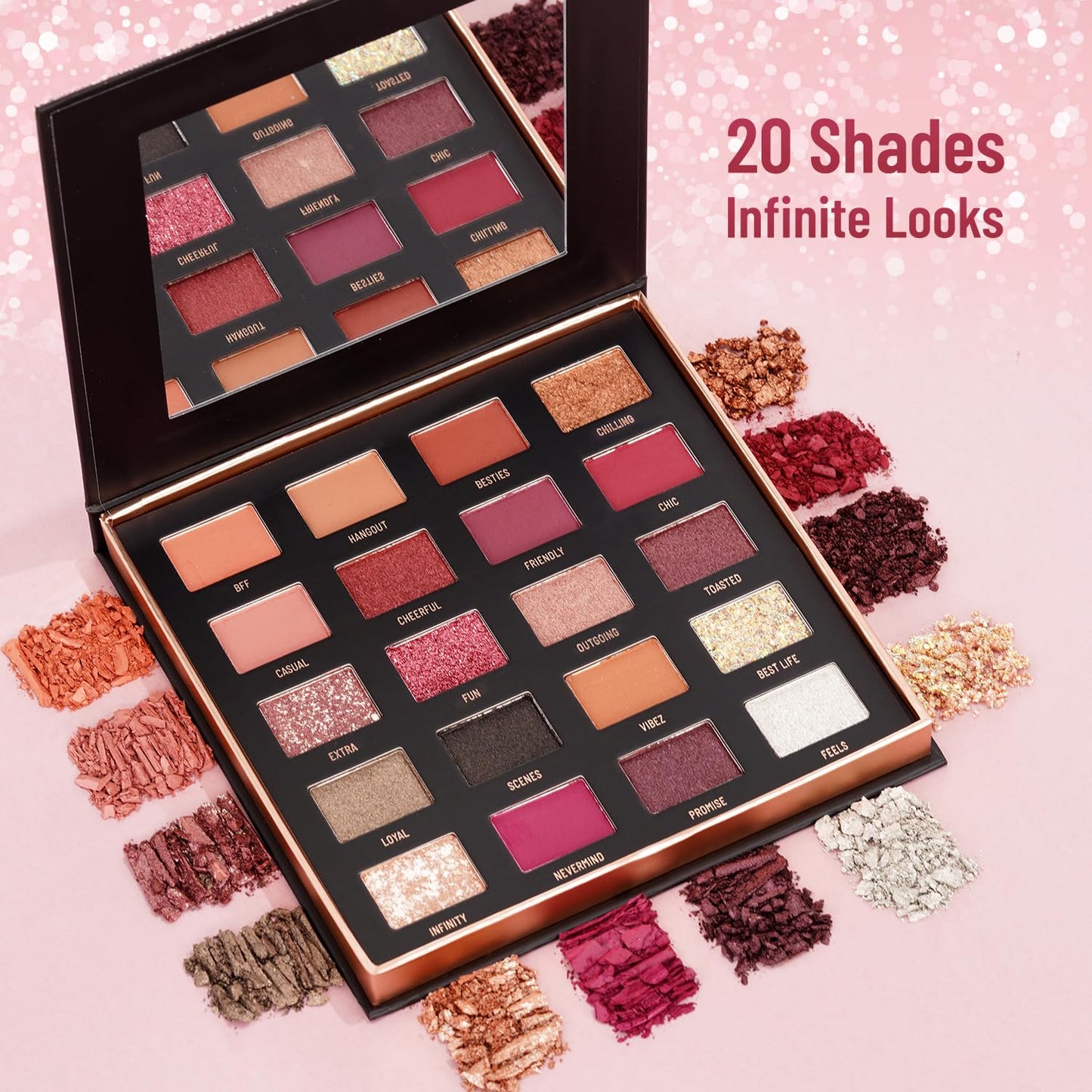 Swiss Beauty Power Stage Eyeshadow Palette with 20 pigmented shades | Blend of Matte and shimmers eye makeup palette | Shade- Mystic Glam, 25g