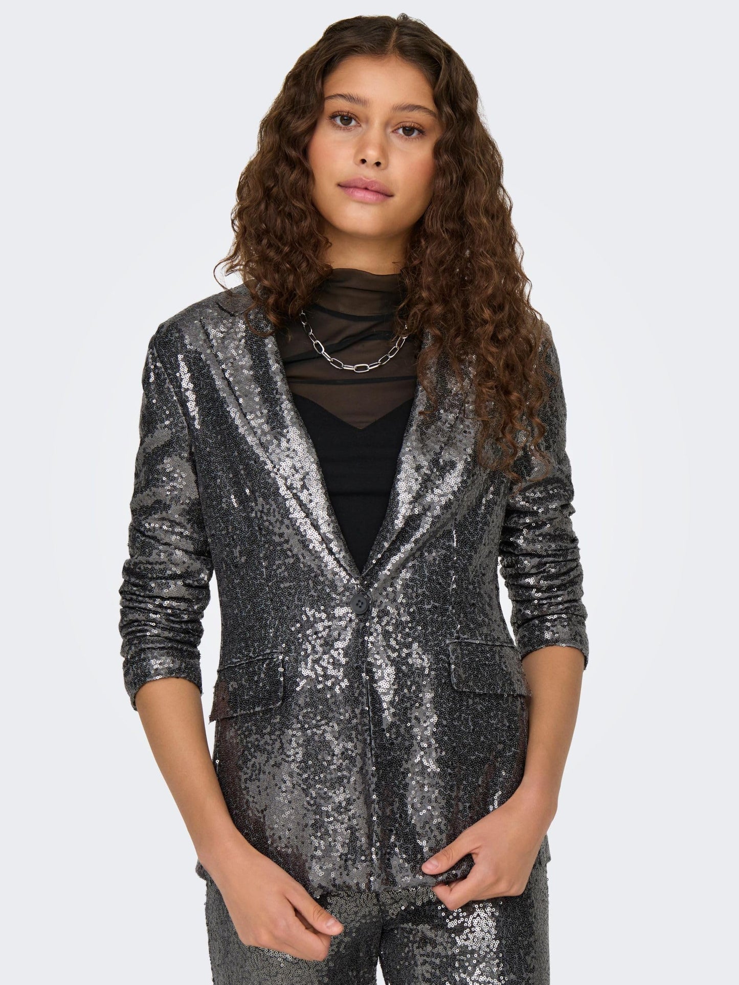 ONLY Women Tailored Fit Silver Blazer
