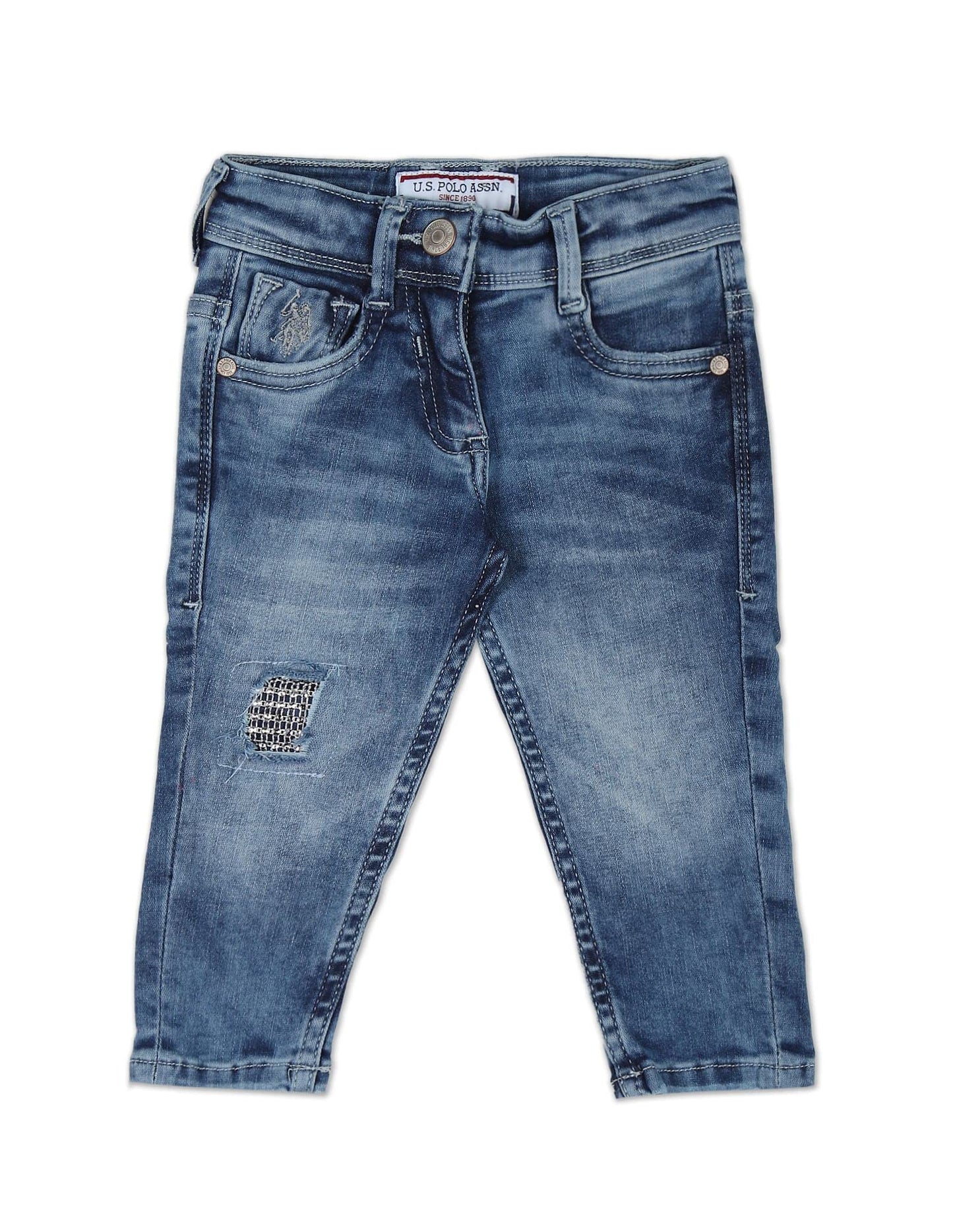U.S. POLO ASSN. Baby Girl's Slim Jeans (UGJEN0083_ME. Blue_12T)