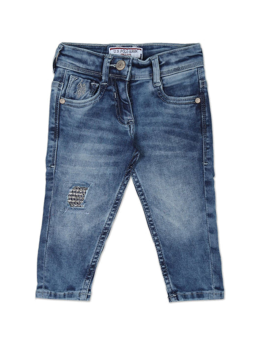 U.S. POLO ASSN. Baby Girl's Slim Jeans (UGJEN0083_ME. Blue_12T)