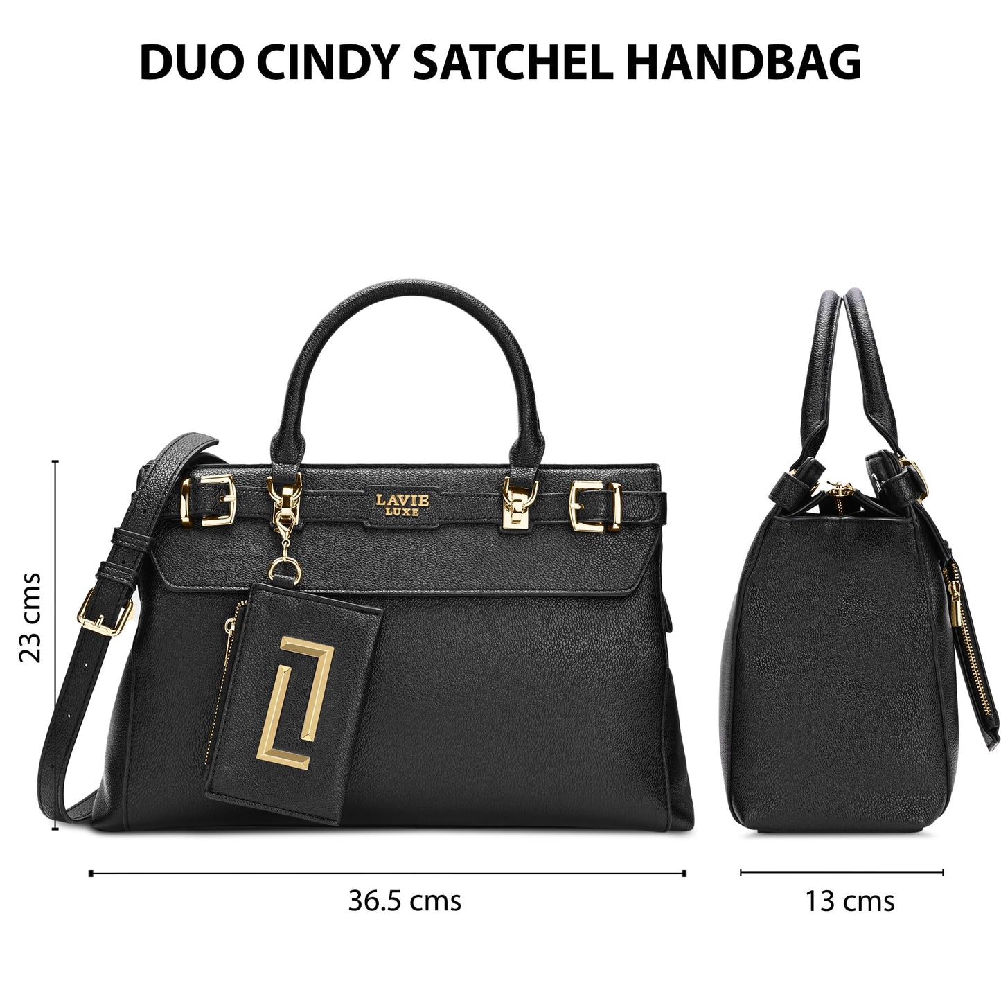 Lavie Luxe Women's Duo Cindy Horizontal Satchel Bag | Satchel Handbag For Work | Ladies Purse | Stylish Shoulder Bag | Gift For Women