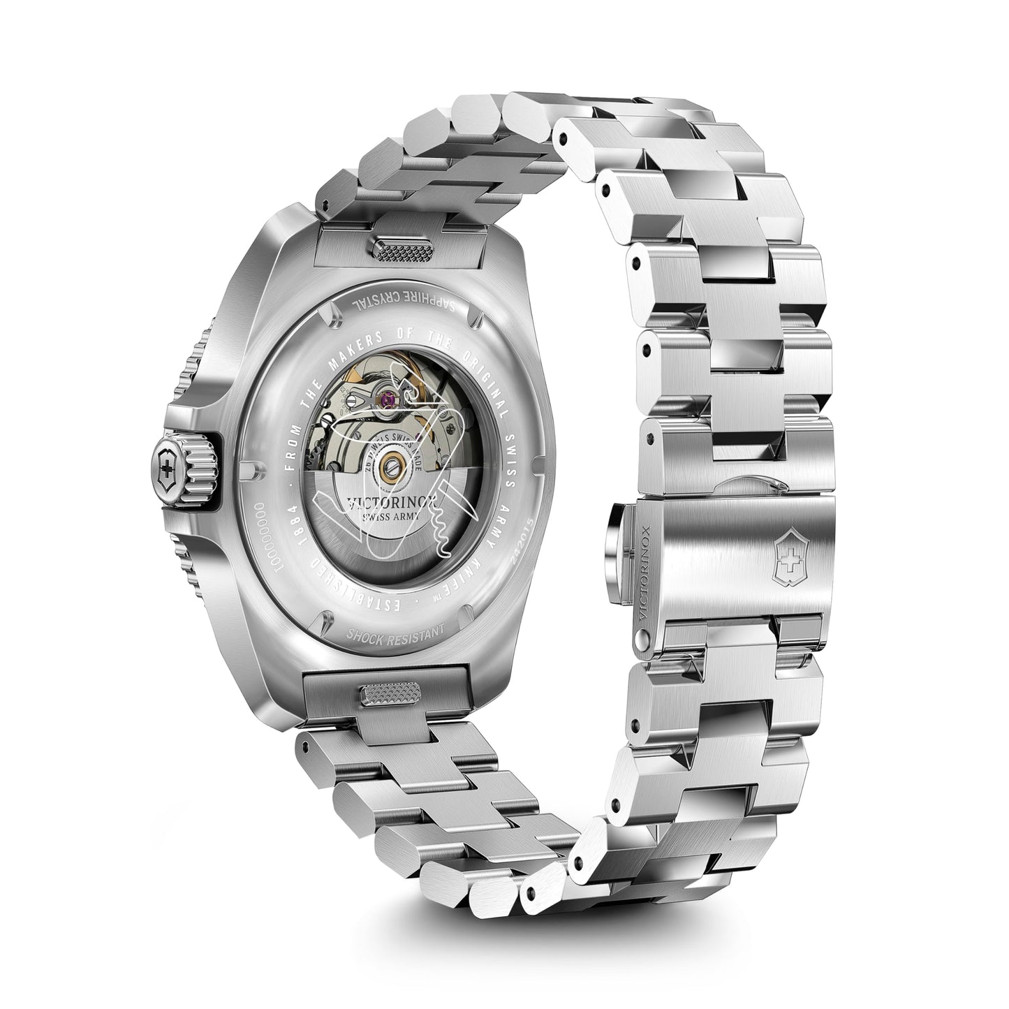 Victorinox Stainless Steel Journey 1884, Automatic Swiss Made Men's Analog Watch, Green Dial, 43 Mm, Water Resistant Up To 200 M, Sellita Sw 200-1 Movement, Wrist Watch For Men | 242015,Silver Band